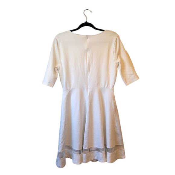 Lulus White Fit and Flare Jersey Knit Mesh Hem Dress - Picture 2 of 5